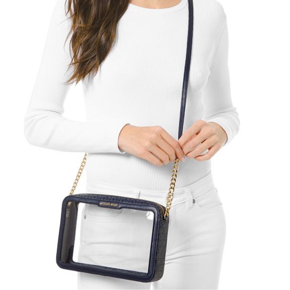Michael Kors East West Jet Set cross body bag in navy blue